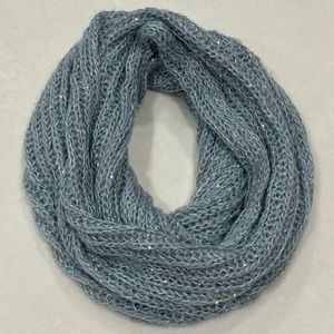 FOREVER 21 Warm Knitted Light Blue Shimmery Infinity Scarf - one size